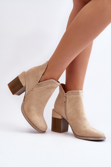 Stiletto Booties su iškirpte šviesiai smėlio spalvos Jolnima 2