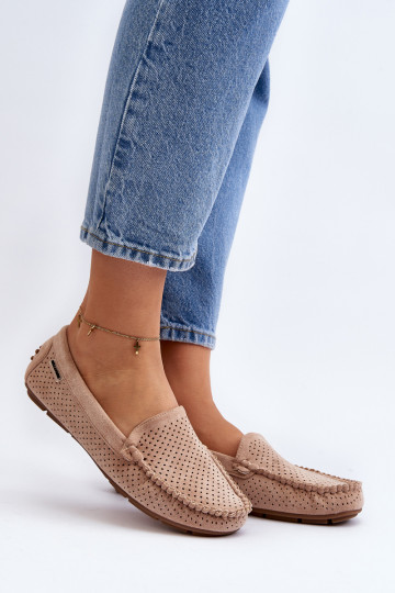 Moteriški ažūriniai smėlio spalvos Rasirna mokasinai 2