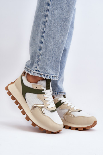 Sportiniai bateliai Moteriški sportiniai bateliai Beige and Green Ralita 2