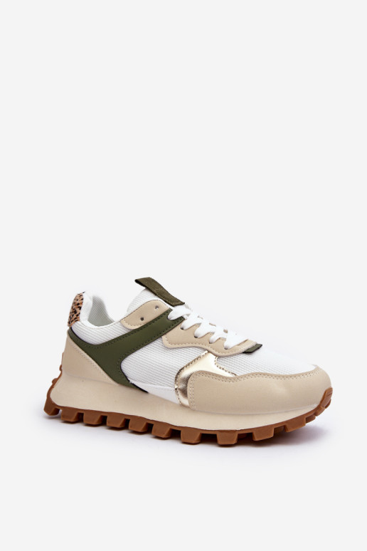 Sportiniai bateliai Moteriški sportiniai bateliai Beige and Green Ralita
