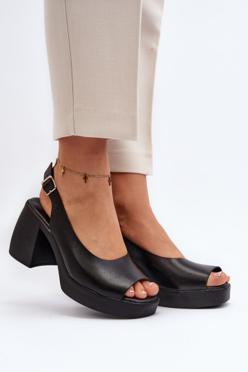 Zazoo 40376 Odiniai sandalai su tvirtais kulniukais Juoda 2