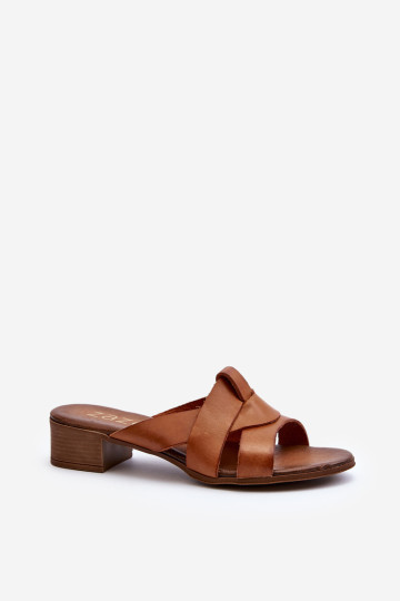 Zazoo 40236 Moteriškos odinės žemo kulno šlepetės Brown