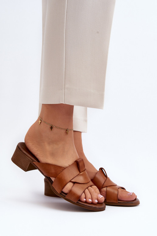 Zazoo 40236 Moteriškos odinės žemo kulno šlepetės Brown