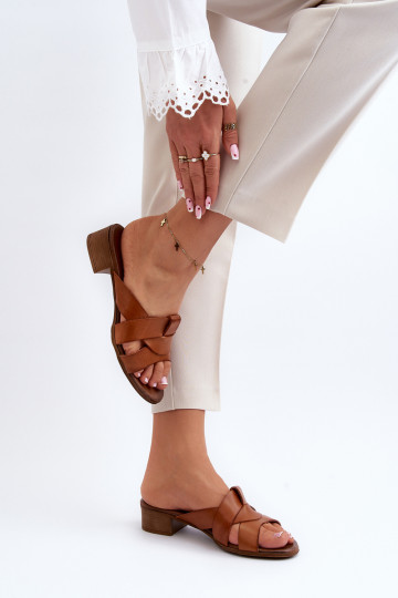 Zazoo 40236 Moteriškos odinės žemo kulno šlepetės Brown