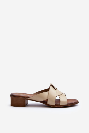 Zazoo 40236 Moteriškos odinės žemo kulno šlepetės Beige