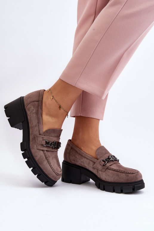 Smėlio spalvos Eriella masyvūs mokasinai su kulnais