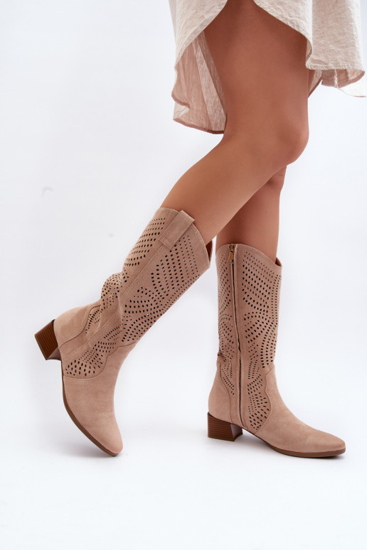 Ažūriniai žemakulniai batai smėlio spalvos Walea