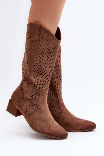 Ažūriniai žemakulniai batai rudi Walea