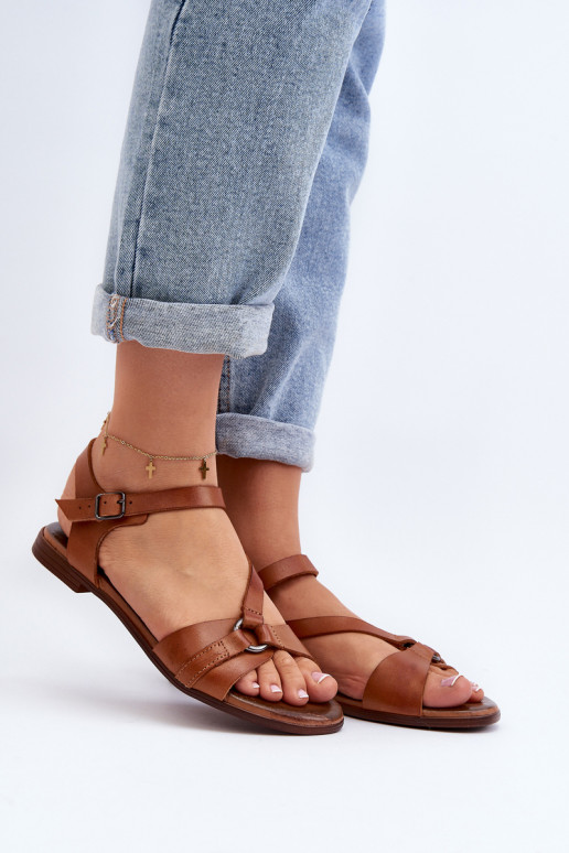 Zazoo 40182 Odiniai moteriški sandalai Brown