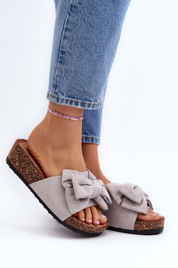 Moterų kamštinės platforminės šlepetės su lanku Tara Grey