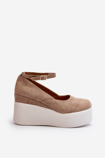 Moterų espadrilės ant smėlio spalvos kulniukų Malla