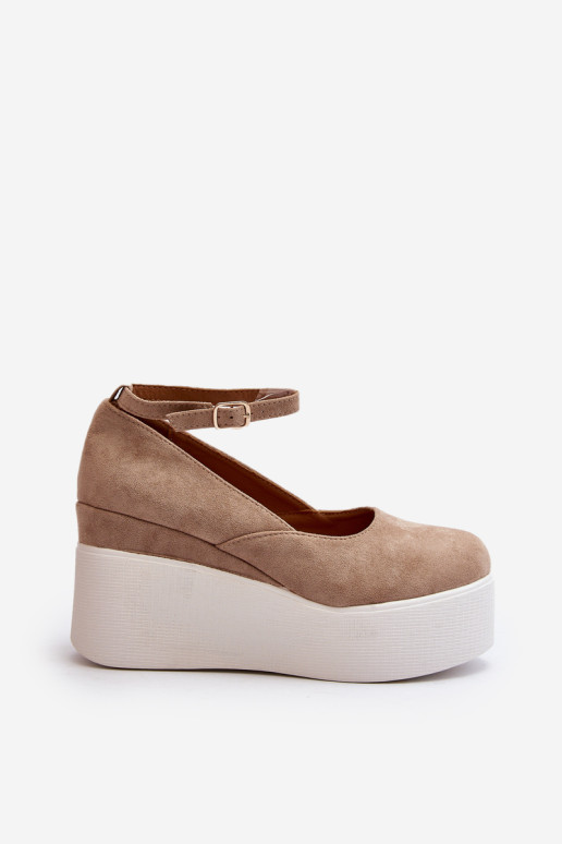 Moterų espadrilės ant smėlio spalvos kulniukų Malla