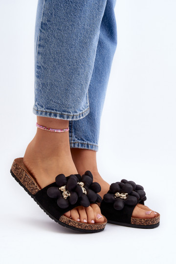 Moteriškos šlepetės su ornamentais Black Bunlia