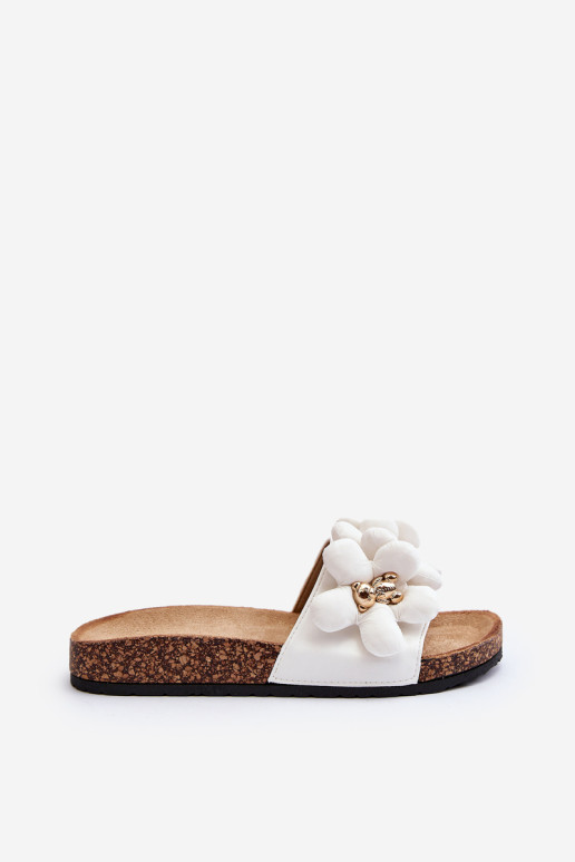 Moteriškos ornamentuotos šlepetės White Bunlia