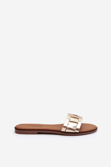 Moterų klasikinės plokščiapadės šlepetės Gold Namrita