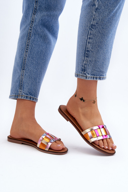 Moterų klasikinės plokščios šlepetės su kulnu Multicolour Namrita