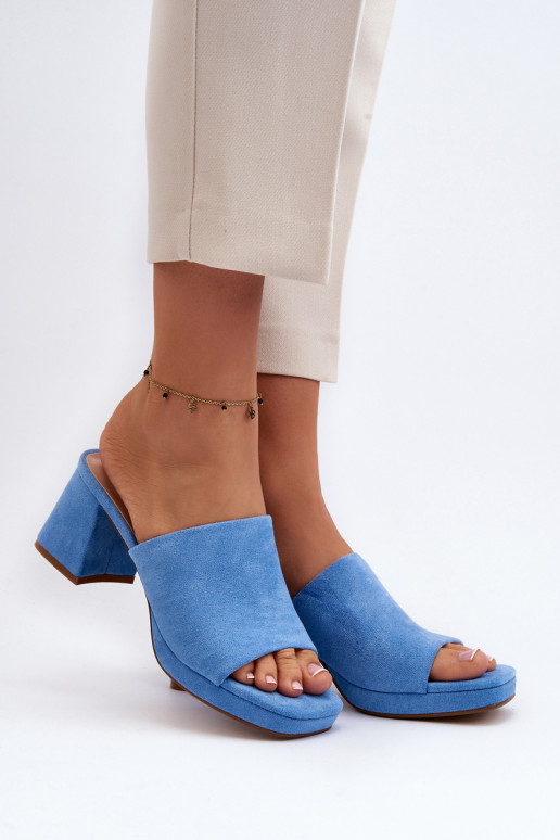 Moteriškos šlepetės ant kulno Blue Bralya