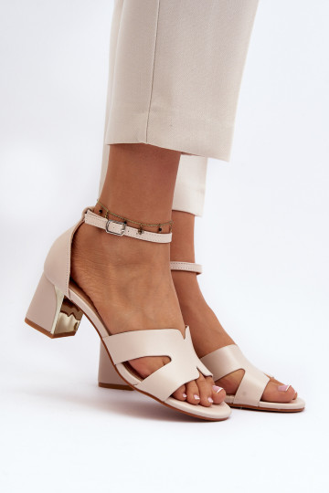 Moteriški sandalai su kulnu smėlio spalvos "Irivana 2