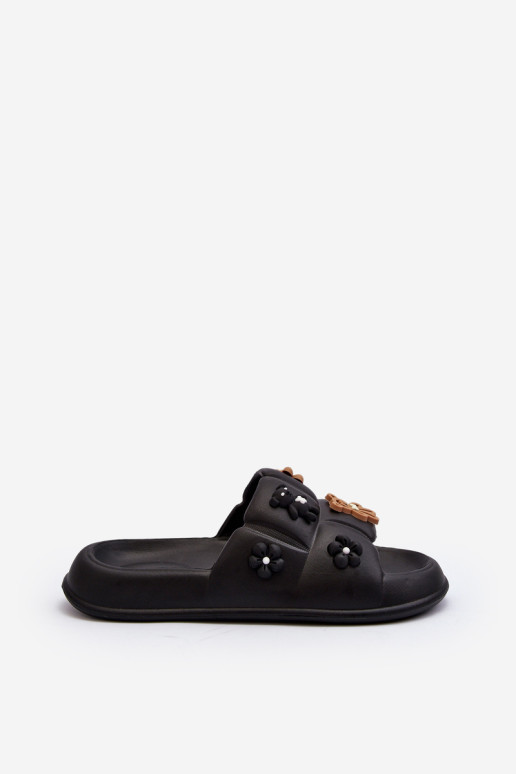 Moteriškos putų šlepetės su ornamentais Black Cambrina