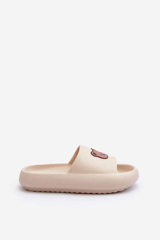 Lengvos moteriškos putų šlepetės su meškiuku Light Beige Lia