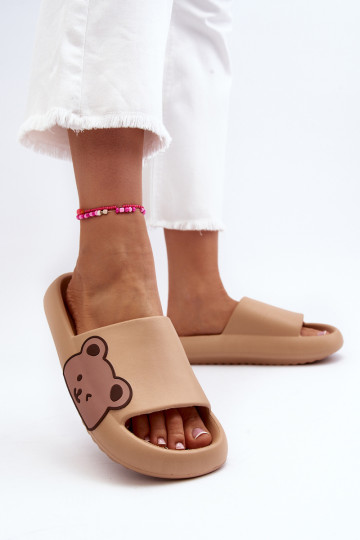 Moteriškos lengvos putų šlepetės Teddy Bear Motif Dark Beige Parisso 2