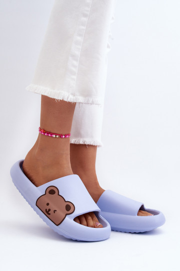 Moteriškos lengvos putų šlepetės Teddy Bear Motif Blue Parisso