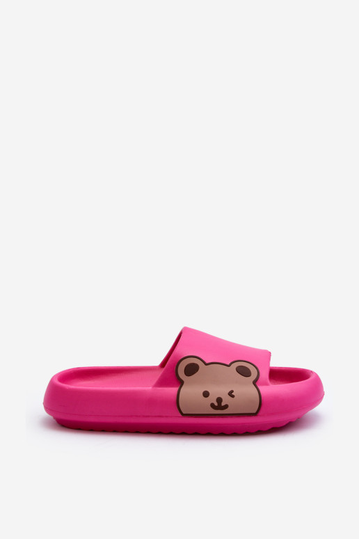 Moterų lengvos putų šlepetės Teddy Bear Motif Fuchsia Parisso