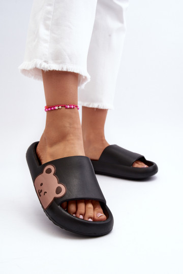Moteriškos lengvos putų šlepetės Teddy Bear Motif Black Parisso 2