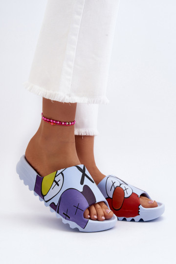 Monstrai Mėlynos spausdintos guminės šlepetės