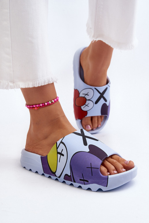 Monstrai Mėlynos spausdintos guminės šlepetės