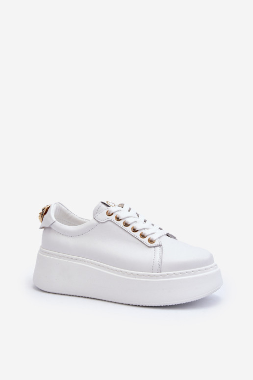 Moterų odiniai platforminiai sportbačiai CheBello 4367 White