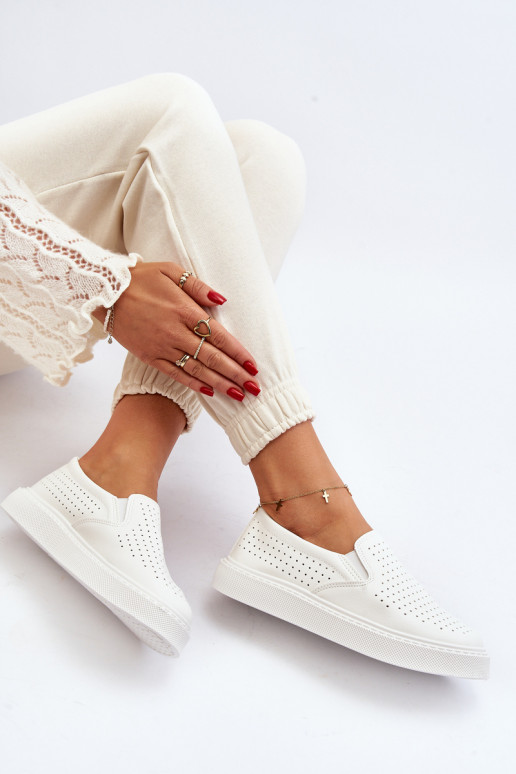 Ažūriniai bateliai Slip-on Moterų balti Echossia