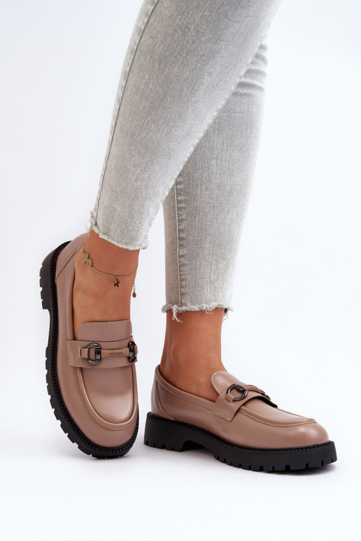 Moteriški Eko odiniai mokasinai Beige Ledda