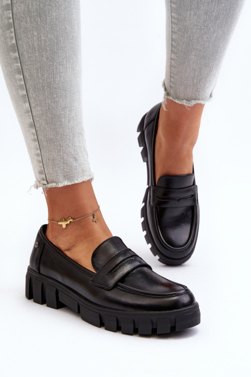 Moteriški ekologiškos odos mokasinai Black Seravisa