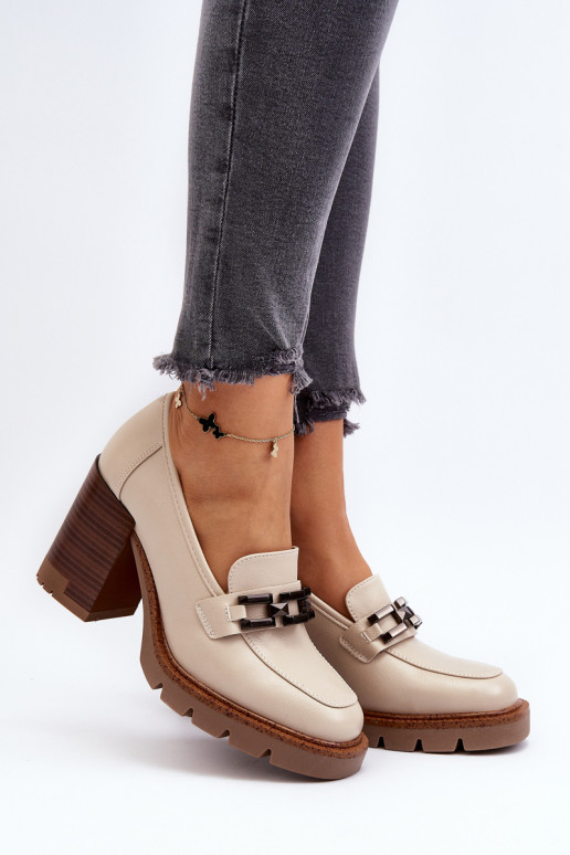 Stiletto basutės su ornamentais Beige Oradna