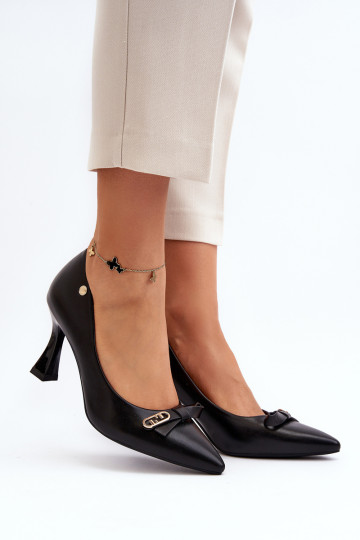 "Kismetti" juodi "Eko" odiniai aukštakulniai