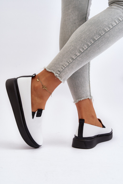 Moteriškos odinės espadrilės su platforma White Tigera