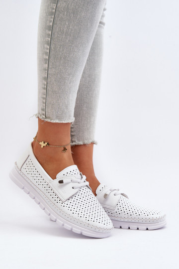 Odiniai moteriški ažūriniai pusbačiai White Darnissa