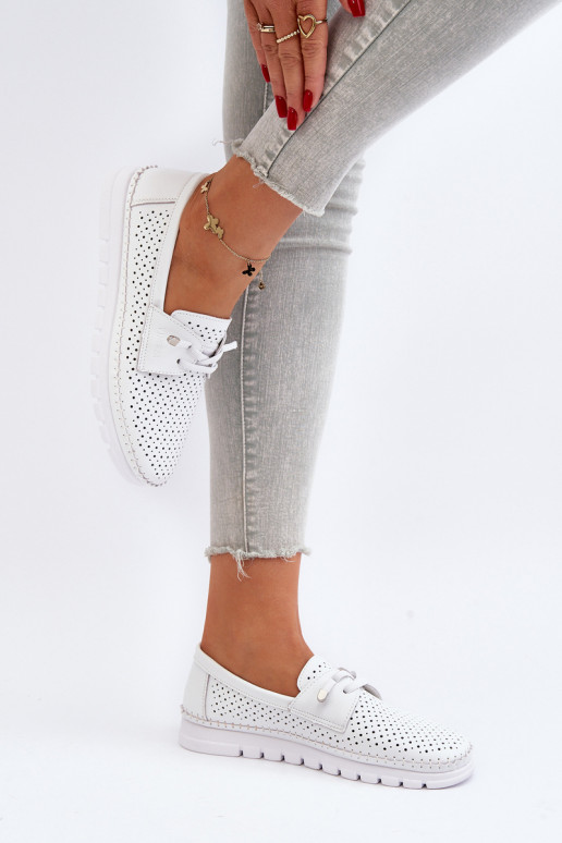 Odiniai moteriški ažūriniai pusbačiai White Darnissa