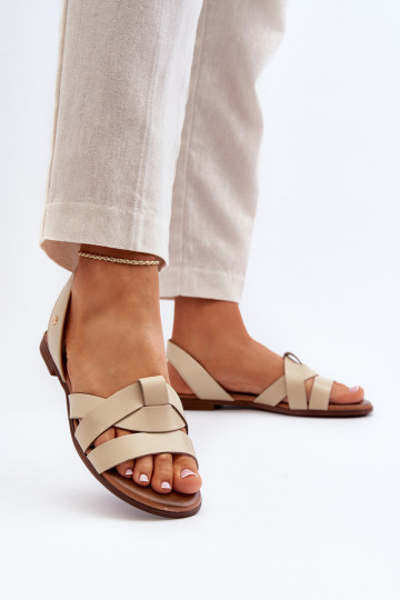 Zazoo 40185 Patogūs odiniai sandalai Beige