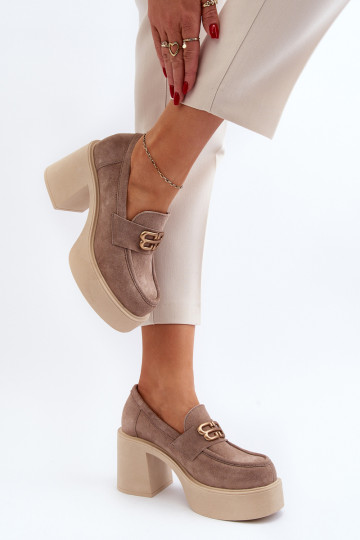 Zazoo 20170 Moterų zomšiniai pusbačiai Stiletto Stiletto Beige