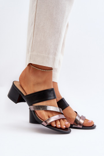 Moteriškos šlepetės žema pakulne Black Rosila