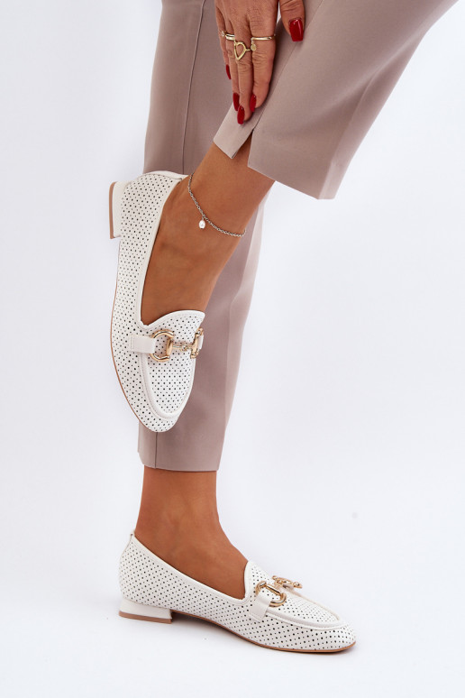 Moterų plokšti mokasinai su ornamentu Balti Iluvana