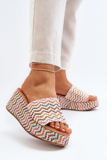 Moteriškos pleištinės šlepetės, balta Vanarila