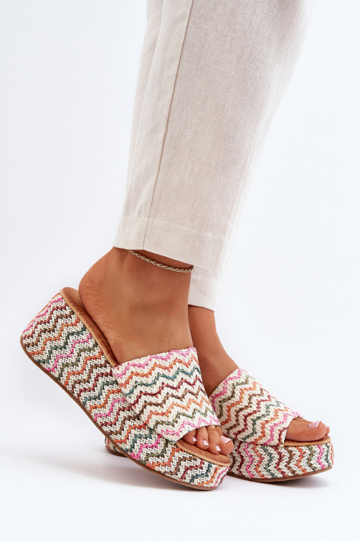 Moteriškos pleištinės šlepetės, balta Vanarila