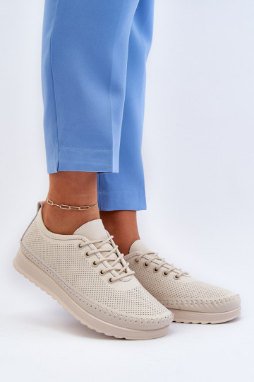 Moteriški Odiniai Sportiniai Batai Sneakers Beige Lalnai