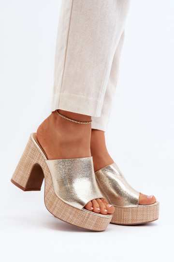 Moteriški sandalai su aukštakulniais, auksiniai Siobhan