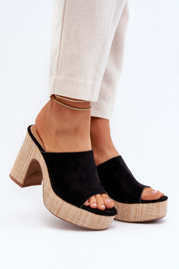 Moteriškos šlepetės su aukštakulniais, juodos, Siobhan