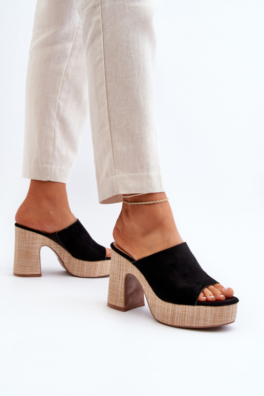 Moteriškos šlepetės su aukštakulniais, juodos, Siobhan