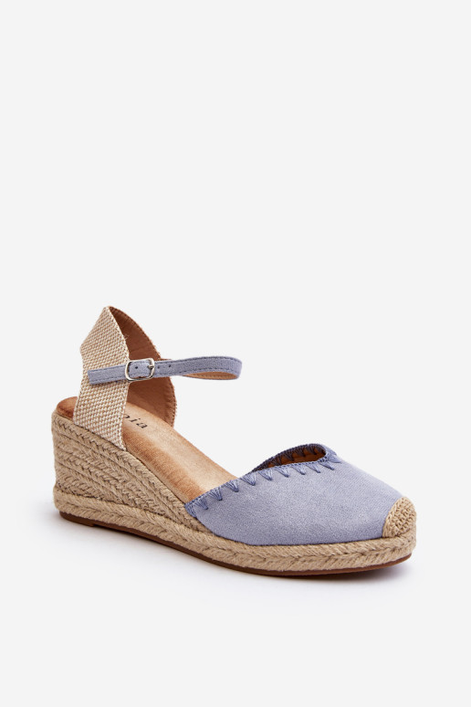 Mėlyni Raylin zomšiniai Espadrille sandalai su pynėmis